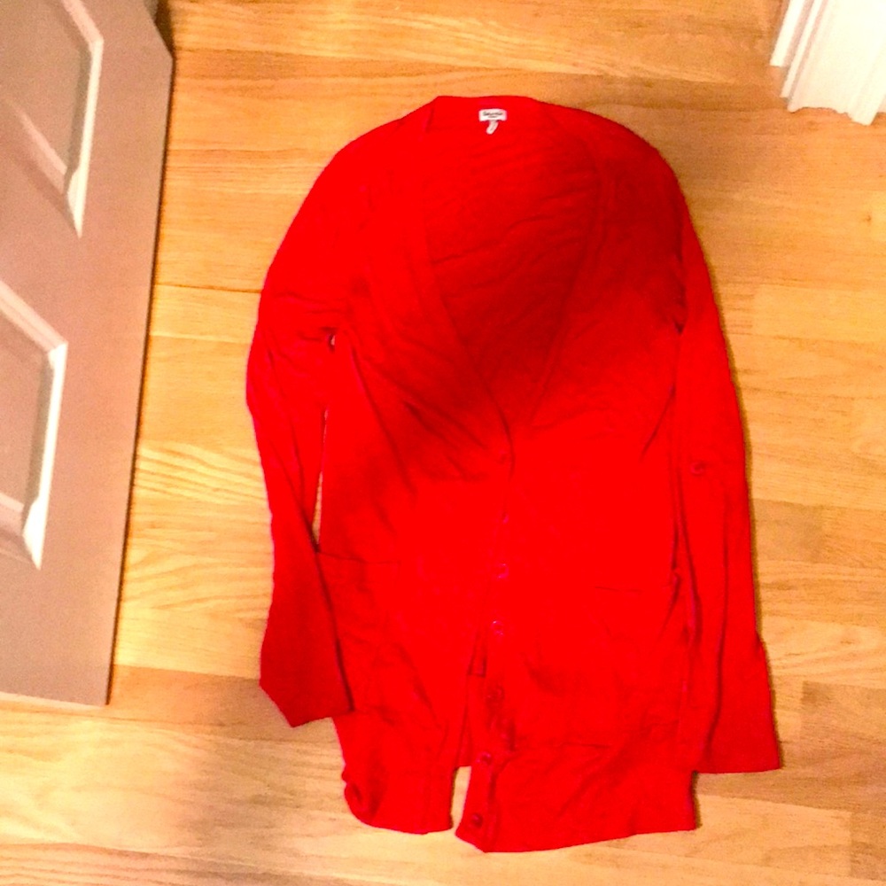Splendid long red button up cardigan medium